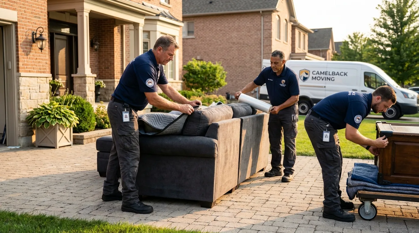 Large estate moving crew wrapping furniture in Harrisville, NH