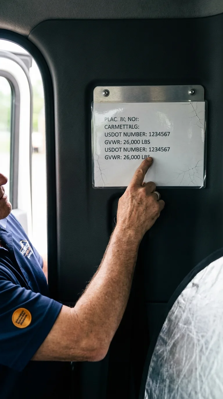 USDOT licensing placard verification in Harrisville